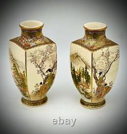 A Impressive Pair of Japanese Satsuma vases. Signed by Kizan. Meiji Era