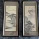 A Pair Of Old Chinese Mountain Landscape Painting On Silk Artist Signed Framed