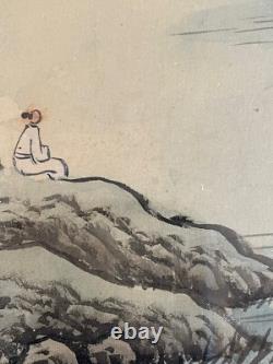 A PAIR Of OLD CHINESE MOUNTAIN LANDSCAPE PAINTING ON SILK ARTIST SIGNED FRAMED