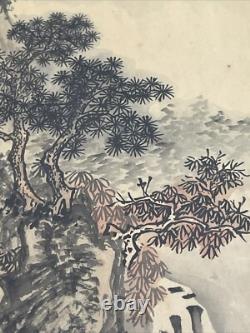 A PAIR Of OLD CHINESE MOUNTAIN LANDSCAPE PAINTING ON SILK ARTIST SIGNED FRAMED