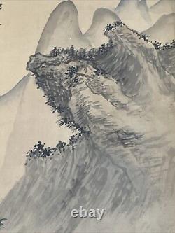 A PAIR Of OLD CHINESE MOUNTAIN LANDSCAPE PAINTING ON SILK ARTIST SIGNED FRAMED