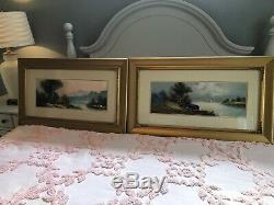 A+ Pair! Antique Hudson Valley Paintings Henry Chandler 1854 1928 Orig Frames