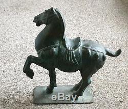 A Pair Of 19th Century, Qing Dynasty Bronze Tang Horses. Signed to base