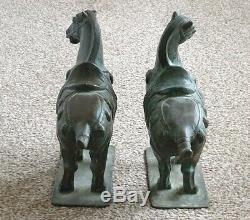 A Pair Of 19th Century, Qing Dynasty Bronze Tang Horses. Signed to base