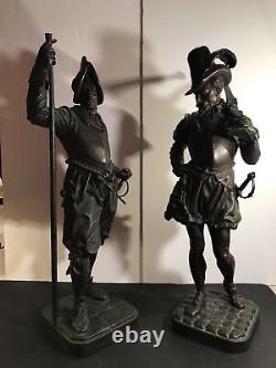 A Pair Of Antique Bronze Sculpture Signed A. LeVeel 1847/ Warriors