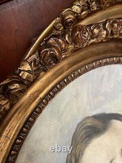 A Pair Of Antique Or Vintage Oval Frames Portraits Oil Signed Roberts