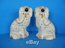 A Pair Of Beswick England Antique Staffordshire Dog Ceramic Statues-signed