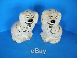 A Pair Of Beswick England Antique Staffordshire Dog Ceramic Statues-signed