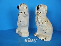 A Pair Of Beswick England Antique Staffordshire Dog Ceramic Statues-signed