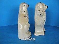 A Pair Of Beswick England Antique Staffordshire Dog Ceramic Statues-signed