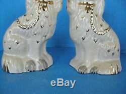 A Pair Of Beswick England Antique Staffordshire Dog Ceramic Statues-signed