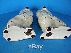 A Pair Of Beswick England Antique Staffordshire Dog Ceramic Statues-signed