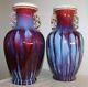 A Pair Of Large Fine Signed Chinese Porcelain Flambe Glazed Vases