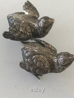 A Pair Of Sterling Silver Signed Buccellati Italy Bird Two Miniature Birds