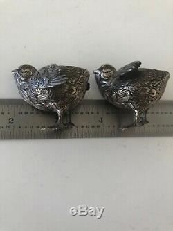A Pair Of Sterling Silver Signed Buccellati Italy Bird Two Miniature Birds