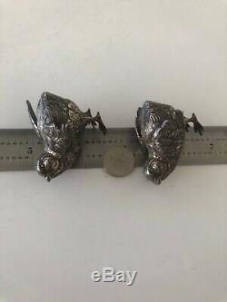 A Pair Of Sterling Silver Signed Buccellati Italy Bird Two Miniature Birds