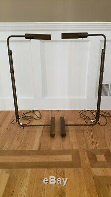 A Pair Of Vintage Cedric Hartman Brass Floor Lamps, Adjustable, Signed