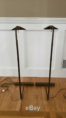 A Pair Of Vintage Cedric Hartman Brass Floor Lamps, Adjustable, Signed