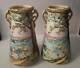 A Pair Of 2 Antique Imperial Nippon Japanese Porcelain Vases Signed Nippon