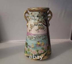 A Pair of 2 Antique Imperial Nippon Japanese Porcelain Vases Signed Nippon