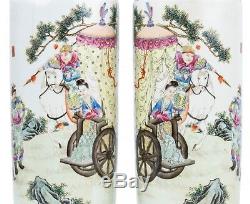 A Pair of Republic Signed Chinese Porcelain Famille Rose Vases
