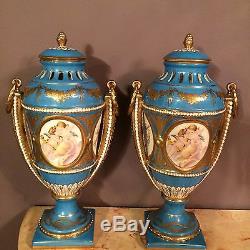 A Pair of Severs Signed Hand Painted Angels Vases30th