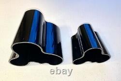 A Vintage Pair Modern ALVAR AALTO Savoy Black Glass Vases. Signed LITTALA Rare