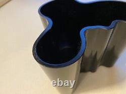 A Vintage Pair Modern ALVAR AALTO Savoy Black Glass Vases. Signed LITTALA Rare