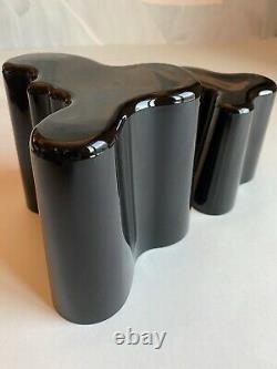 A Vintage Pair Modern ALVAR AALTO Savoy Black Glass Vases. Signed LITTALA Rare