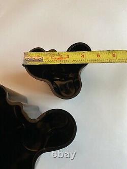 A Vintage Pair Modern ALVAR AALTO Savoy Black Glass Vases. Signed LITTALA Rare