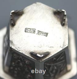 A good pair antique Chinese solid silver novelty Wang Hing Salts & liners C. 1900