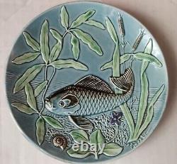 A pair of Antique Imperial Russian Kuznetsov Porcelain Plates Bird Fish Signed