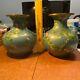A Pair Of Heavy Antique Chinese Cloisonne Vases Signed