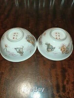 A pair of antique chinese porcelain bowls with mark