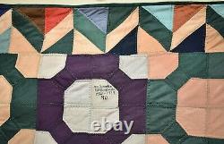 AMAZING Matched Pair of Amish Snowballs Antique Quilt, Signed & Dated 1933