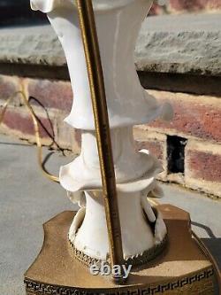 ANTIQUE BLANC DE CHINE CHINESE GODDESS KWAN QUAN YIN FIGURE TABLE LAMP pair of 2