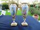 Antique French Sevres Porcelain Pair 2 Vases Urns Signed 19th C Bronze Mounted