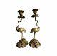 Antique Gilt Bronze Ostrich Candle Holder -pair-signed Thomas Abbott French