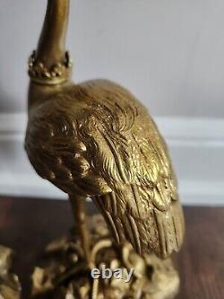 ANTIQUE GILT BRONZE OSTRICH CANDLE HOLDER -PAIR-SIGNED Thomas Abbott FRENCH