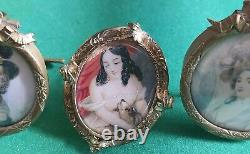 ANTIQUE MINIATURE MATCHED PAIR portrait bronze frame, 1890's, 1 MORE GF Signed