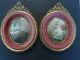 Antique Pair Beautiful French 19th Miniatures Painting Bronze Frames Signed