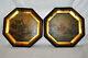 Antique Pair Oil On Board Paintings Signed Lavera Octagon Shape Framed