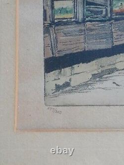 ANTIQUE Pair HANS FIGURA Etching PARIS Notre Dame NAPOLEON Bridge SIGNED Number