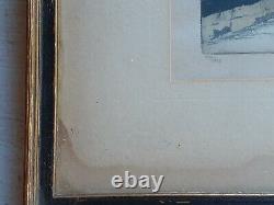 ANTIQUE Pair HANS FIGURA Etching PARIS Notre Dame NAPOLEON Bridge SIGNED Number