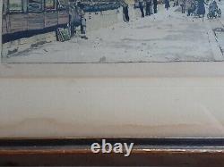 ANTIQUE Pair HANS FIGURA Etching PARIS Notre Dame NAPOLEON Bridge SIGNED Number