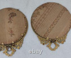 ANTIQUE Pair of miniatures painting signed and framed empire style