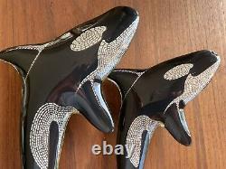 Abraham Palatnik PAL Lucite PAIR Orca Killer Whale Sculpture Acrylic 10 MCM