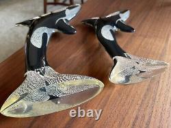 Abraham Palatnik PAL Lucite PAIR Orca Killer Whale Sculpture Acrylic 10 MCM