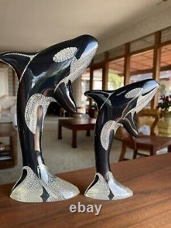 Abraham Palatnik PAL Lucite PAIR Orca Killer Whale Sculpture Acrylic 10 MCM