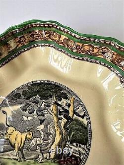 Adams England Antique Signed Hand Engraved Decorative Pair of Porcelain Plates